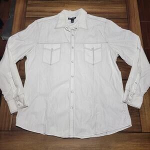 INC International Concepts LS White Pearl Snap Western Shirt - Size XL